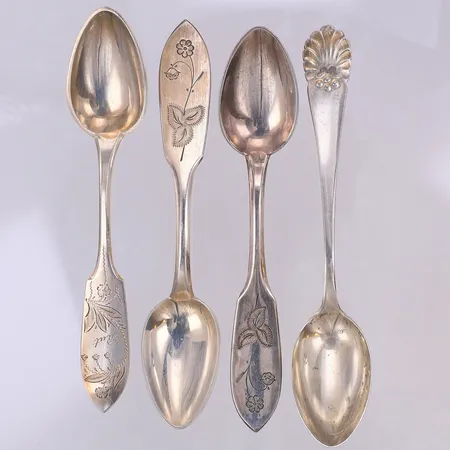 4 Kaffeskedar, Tornedal & Snäck, 12cm, 830/1000 silver Vikt: 51,8 g