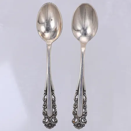 2 Kaffeskedar, modell Aristokrat, 11,3cm, Svedbom år 1957, 830/1000 silver Vikt: 25,8 g