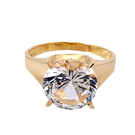 Ring, 18K guld, Bergkristall Ø 10 mm, Ceson Guldvaru Ab (K&EC), svensk kontrollstämpel, Ø18½ mm, bredd 2-10 mm, sten utan anmärkning, fint skick Vikt: 4,5 g