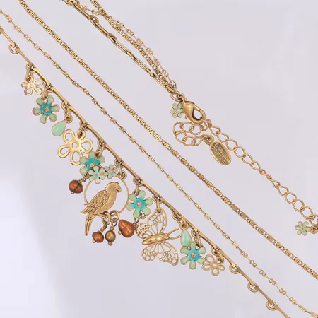 Collier, Pilgrim, 37-45cm, emalj, stenar, metall