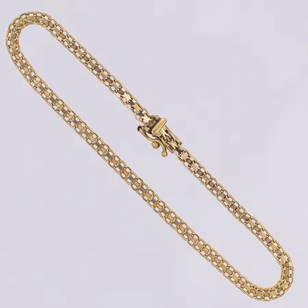 Armband, X-länk, 19cm, bredd 3mm, sliten, 18K Vikt: 4,3 g