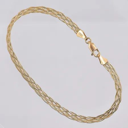 Armband, flätat 19cm, bredd 3,8mm, GHA, 18K Vikt: 3,7 g