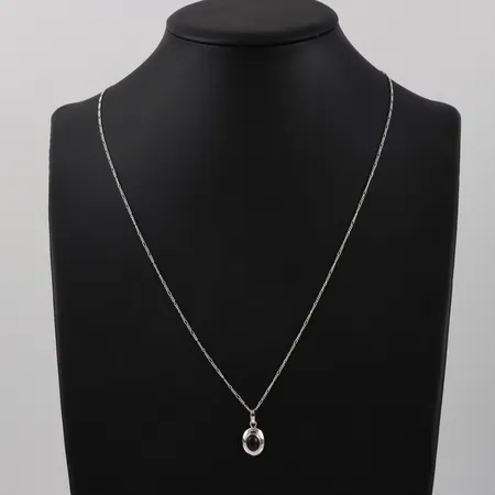 Kedja Figaro 60cm med hänge sten, silver Vikt: 3,9 g