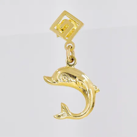 Örhänge, udda, delfin, längd 25mm, 14K Vikt: 1,6 g