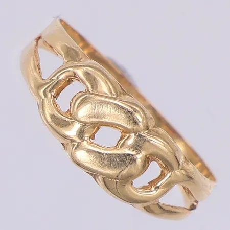 Ring, pansar, stl 18, skev, 14K Vikt: 0,9 g