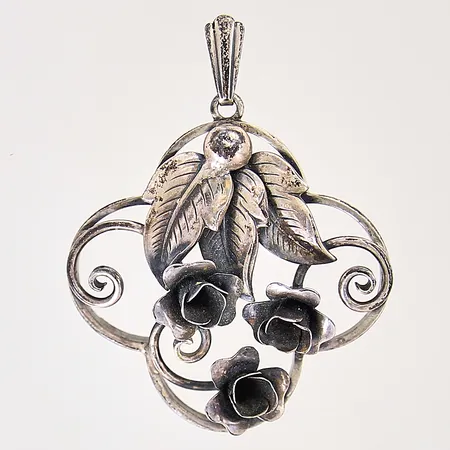 Hänge med blomdekor, 50x40mm, silver 830/1000 Vikt: 12,1 g