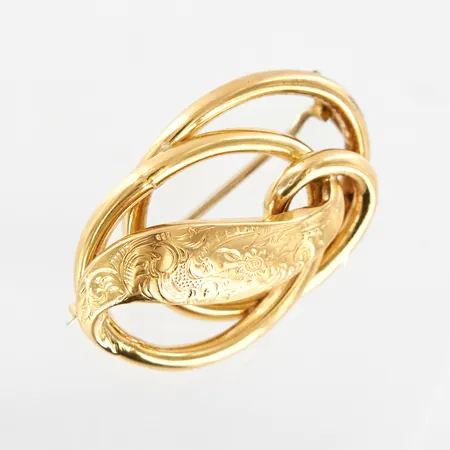 Brosch, 32x21mm, nål i metall, buckla, 18K Vikt: 4,5 g