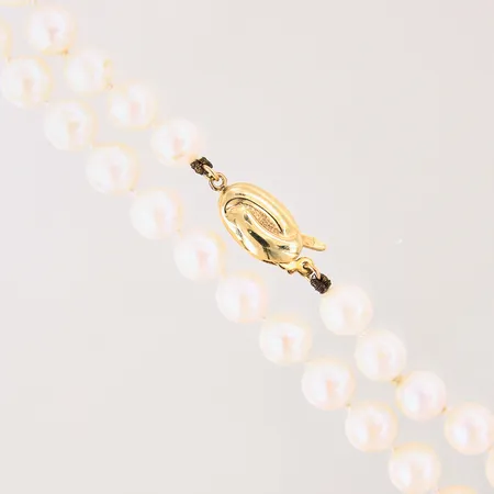 Pärlcollier med odlade sötvattenpärlor, längd 47cm, bredd 7mm, 18K, bruttovikt: 28,8g Vikt: 0 g