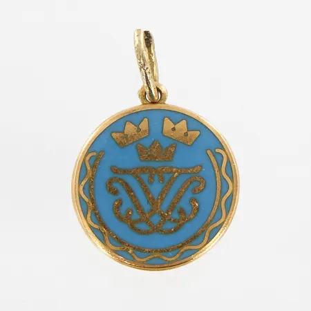 Hänge, Ø12mm, gravyr, 18K Vikt: 1,4 g