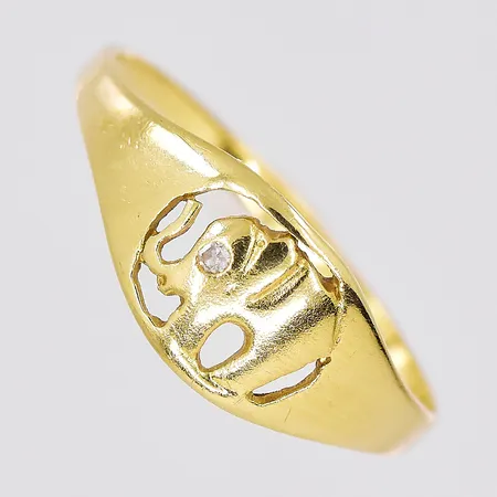 Ring elefant, diamant ca 0,01ct, stl 17¾, ovandel bredd 7mm, 18K Vikt: 1,4 g