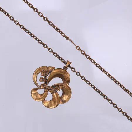 Collier, Renlav av Hannu Ikonen, kedja 68cm, hänge 5,3cm, brons