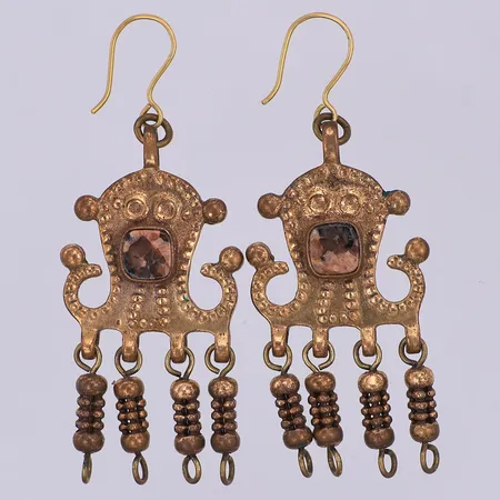 Ett par örhängen, Kalevala, granit, 60mm, brons