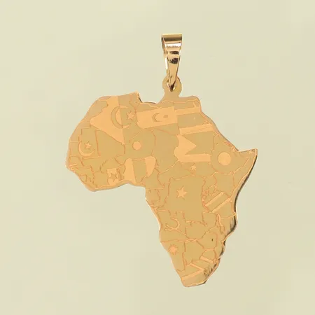 Hänge, Afrika, längd 44mm inkl ögla, bredd 34mm, repig, 21K, 4,2g Vikt: 4,2 g