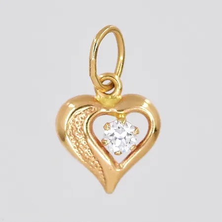 Hänge hjärta, 8x12mm inklusive ögla, vit sten, 18K Vikt: 0,3 g