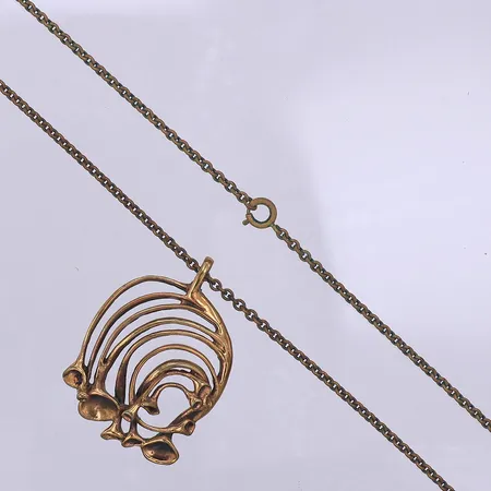 Collier, Renlav av Hannu Ikonen, kedja 72cm, hänge 4,8cm, brons