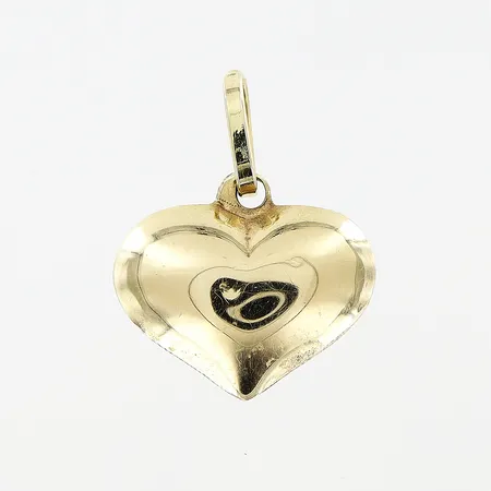Hänge, hjärta, 18x14mm, ihålig, bucklor, 14K.  Vikt: 0,8 g