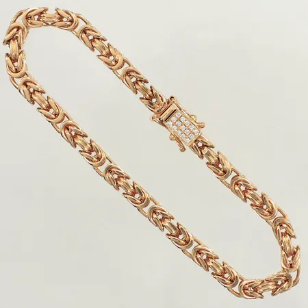 Armband Kejsar, lås med diamanter ca 15x 0,01ct, ca 5 indikerar på synteter, ca 21cm, bredd 5,1mm, 18K Vikt: 37,3 g