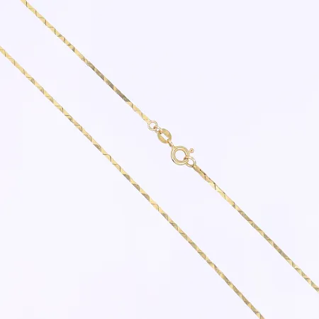 Halskedja, 46cm, bredd 1mm, lätt bucklig, 18K Vikt: 7,3 g