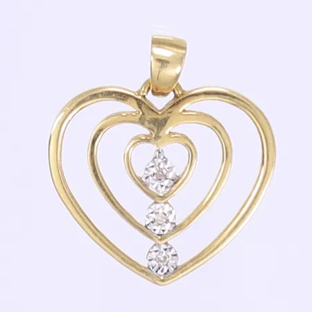 Hänge hjärta med diamanter totalt 3xca 0,01ct, 20x18mm, 18K Vikt: 1,7 g