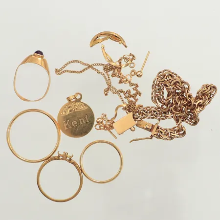 Diverse guld, defekt, delar, gravyr, 18K Vikt: 27,2 g