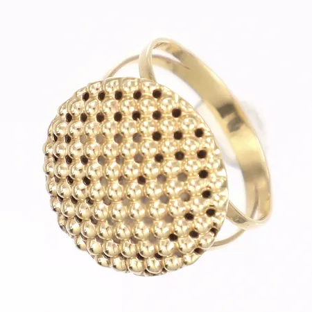 Ring, stl 18¼, bredd 3-19mm, något ojämn skena, 14K  Vikt: 3 g