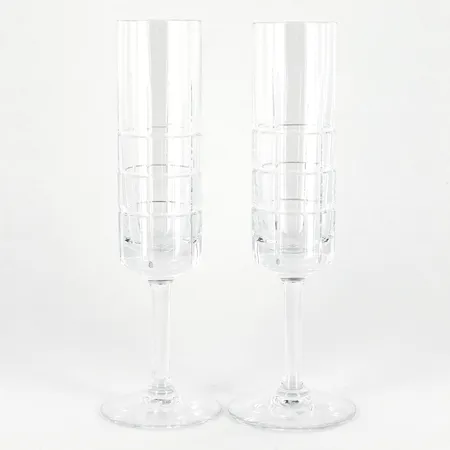 2 champagneglas, Orrefors, modell Street, ca 20cm, Skickas med paket.
