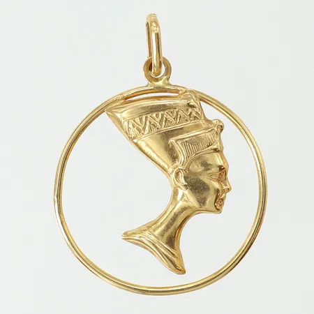 Hänge, Nefertiti, längd inkl ögla ca 30mm, bredd ca 24mm, 18K Vikt: 2,4 g