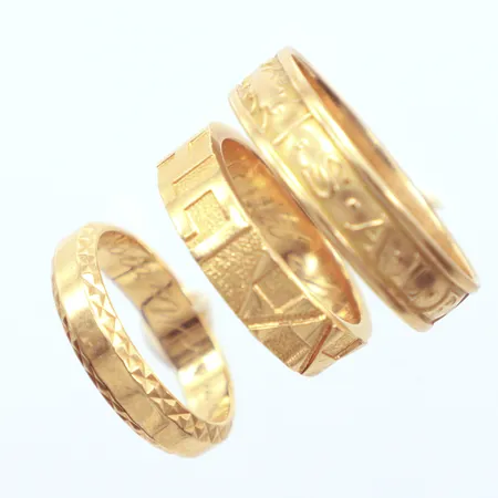 3 Ringar gravyrer, 18k  Vikt: 19,4 g