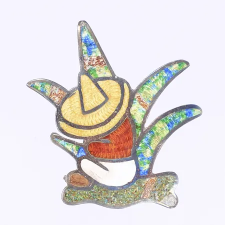 Brosch med emaljdetaljer, 38x32mm, Silver 925/1000  Vikt: 5,1 g