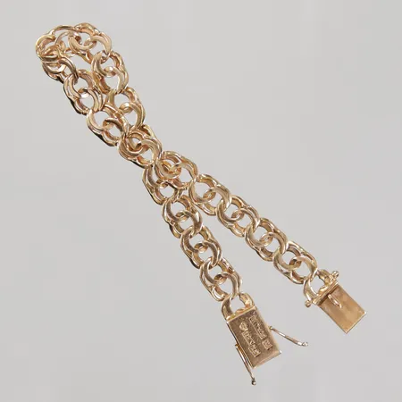 Armband, Bismarck, 20,5cm, bredd 8,7mm, G. Dahlgren & Co år, 1961, lås fäster dåligt, slitet skick, 18K, Vikt: 16,7 g