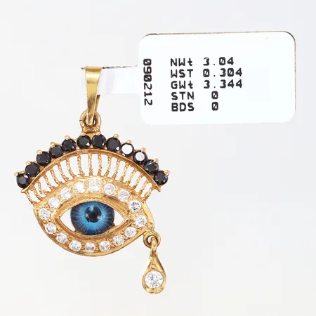 Hänge öga, vita samt svarta stenar, 28x30mm, 21K Vikt: 3,4 g