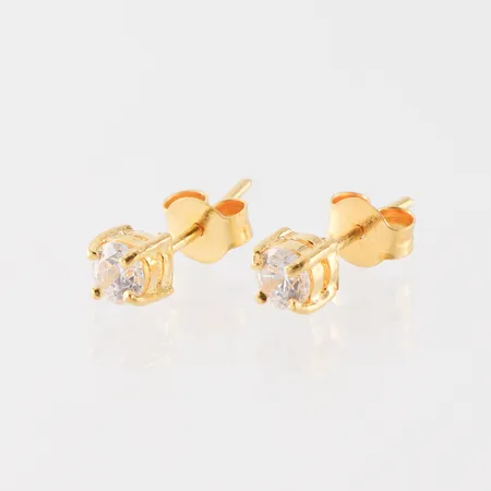 Örhängen paret med vita stenar, diameter ca 4.5 mm, 23k, thai. Vikt: 2,1 g