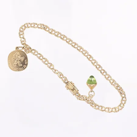 Armband Bismarck med berlocker, längd 20,5cm, bredd 4mm, 18K  Vikt: 7,2 g