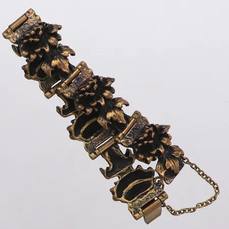 Armband, Pentti Sarpaneva, längd ca 18cm, bredd 21mm, Finland, ca 1970-tal, säkerhetskedja, brons 