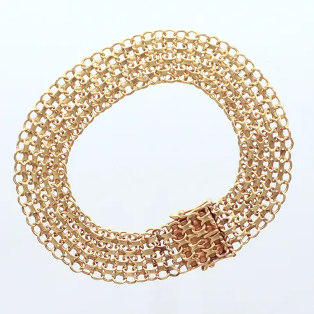 Armband X-länk, längd 19,5cm, bredd 13,3mm, Bg:S Guld Bernt Gottschalk, år 1965, kistlås, något defekt länk, 18K Vikt: 19,7 g