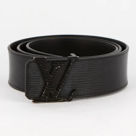 Bälte/Skärp, Initiales av Louis Vuitton, svart epiläder, M9229, 90/36, slitage och färgbortfall, inga tillbehör