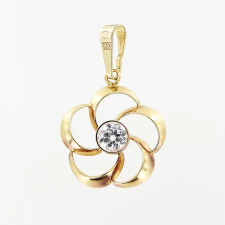 Hänge, vit sten, 17-28mm, 18K.  Vikt: 1 g