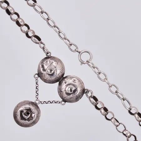 Collier, längd: ca 45,5cm, trasigt, 830/1000 Silver  Vikt: 21,9 g