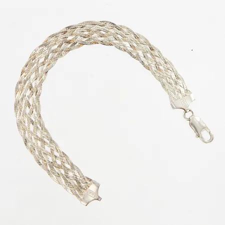 Armband flätat, 19,5cm, bredd: 11mm, GHA silver 925/1000 Vikt: 9 g