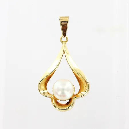Hänge, odlad saltvattenspärla, 15x28mm, 18K Vikt: 1,7 g
