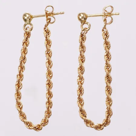 Ett par örhängen, Cordell, längd 35mm, bredd: 2-3mm, lös i stoppers, 14K  Vikt: 1,3 g