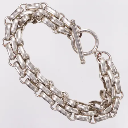 Armband, längd 19cm, bredd 13mm, missfärgad, t-lås, silver 925/1000 Vikt: 28,3 g