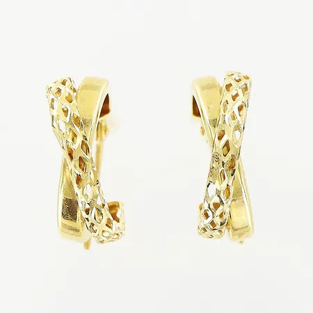 Ett par örhängen, 17mm, mindre skevheter, 18K Vikt: 1,5 g