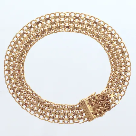 Armband X-länk, längd 18cm, bredd 10,3mm, kistlås, Jo-Ans Guld Johansson & Andersson, år 1963, 18K Vikt: 15,5 g