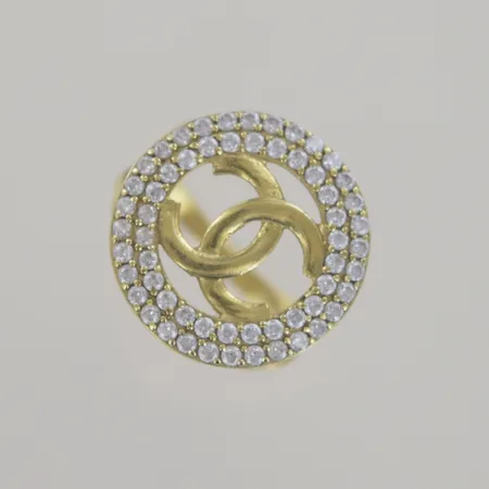 Ring med stenar, Ø 17 mm, bredd 9,5 mm, ojämn skena, 18K Vikt: 4,8 g