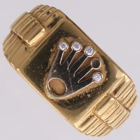 Ring med vita stenar, stl 19¼, bredd 11,7mm, en sten saknas, OBS! Ej märkesvara. 18K Vikt: 11,3 g