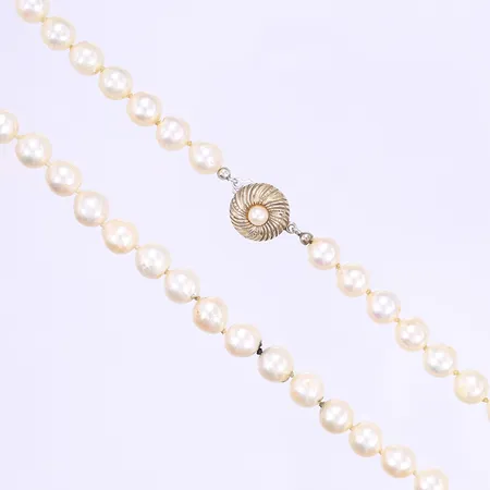 Halscollier med imitationspärlor, 40,5cm, bredd 8mm, lås i silver 925/1000 Vikt: 31,7 g