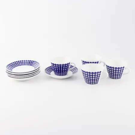 Kaffekoppar 4 st + fat 6 st, Gustavsberg Adam, design Stig Lindberg. Skickas med postpaket.
