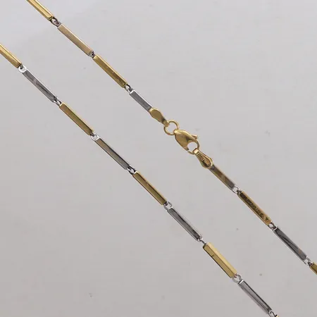 Collier stavar, längd 41,5cm, bredd 1,9mm, gulguld/vitguld 18K Vikt: 9,1 g