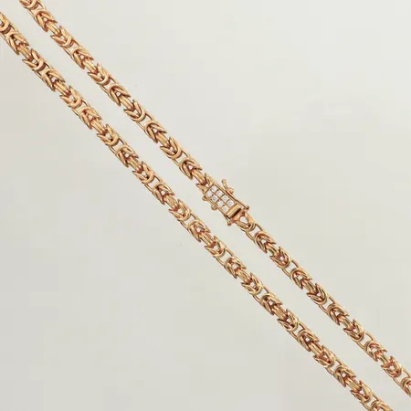 Kedja Kejsar, lås med vita stenar, ca 61cm, bredd 4,6mm, 18K Vikt: 75,9 g